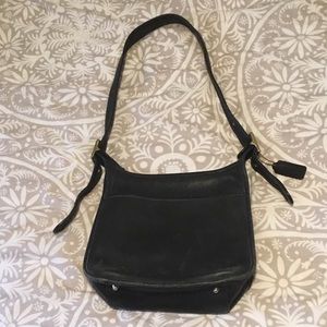 Vintage Black Leather Coach Shoulder Bag